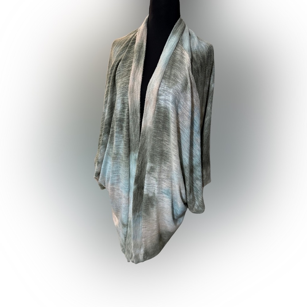 Cherish Soft Weave Marble Peach Green Blue & Gray Women's Open Shawl Sweater O/S